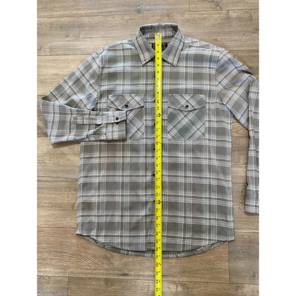 Unknown Industries IZZY Mens L Gray Plaid Button Up Long Sleeve Flannel Shirt - Picture 4 of 8